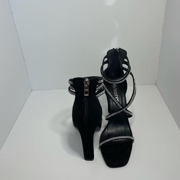 ✨BOOHOO Black/Diamanté 💎 Strappy Heels 👠 Size 8 - Picture 2 of 6